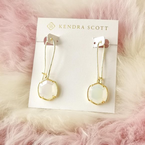 Kendra Scott Gold Davis Iridescent Opalite Drop Earrings - Picture 1 of 3